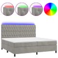 vidaXL Posteľ boxsping s matracom a LED bledosivá 200x200 cm zamat