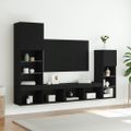 vidaXL 4-dielne TV nástenné skrinky s LED čierne kompozitné drevo