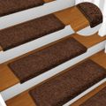 vidaXL Schodové rohože 15 ks 65x21x4 cm hnedé s obdĺžnikovým okrajom