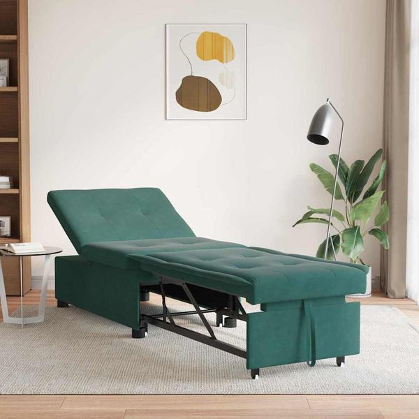 vidaXL Rozkladacia posteľ Tmavozelená 194 x 67 x 82 cm Zamat