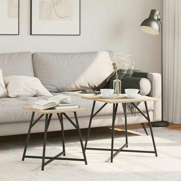 vidaXL Sada príručných stolíkov 2 pcs Sonoma dub a čierna