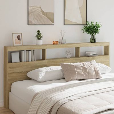 vidaXL Skrinka na čelo postele s LED dub sonoma 220x17x102 cm