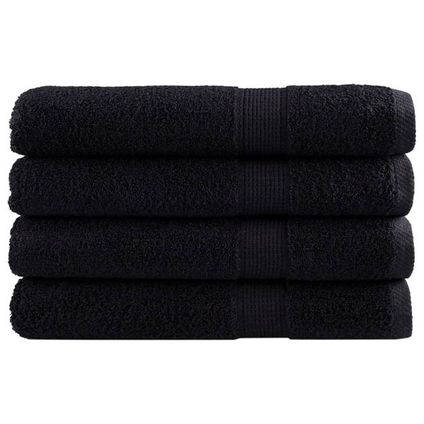 vidaXL Prémiové uteráky SOLUND 4 ks čierne 100x200cm 600 g/m2