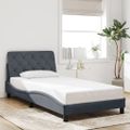 vidaXL Rám postele s LED bez matraca tmavosivý 100x200 cm zamat