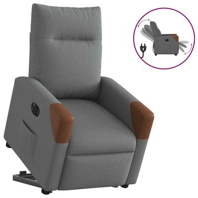 vidaXL Elektrické zdvíhacie sklápacie kreslo tmavosivé látka