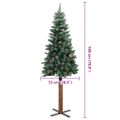 vidaXL Úzky vianočný stromček, pravé drevo a biely sneh, zelený 180 cm