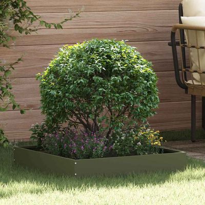 vidaXL Obrubník trávnika 6 ks 60 x 60 x 13 cm Oceľ Olivovo zelená