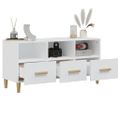 vidaXL TV stolík biely 102x36x50 cm spracované drevo