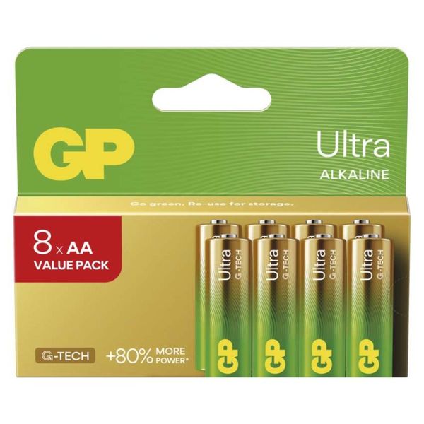 Alkalická batéria GP Ultra LR6 (AA), 8 ks