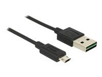 Kábel USB - Micro USB typ B (M) do USB (M) - USB 2.0 - 1 m - reverzibilný konektor A, reverzibilný mikro konektor B - čierna