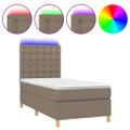 vidaXL Posteľ boxsping s matracom a LED sivohnedá 100x200 cm látka
