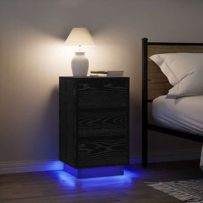 vidaXL Nočná skrinka s LED svetlami čierna 38x34x65 cm