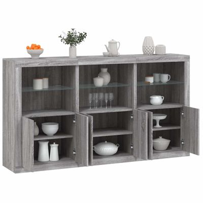vidaXL Komoda s LED svetlami sivá sonoma 181,5x37x100 cm