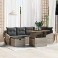 vidaXL Súprava záhradných pohoviek 7 ks Sivá polyratan