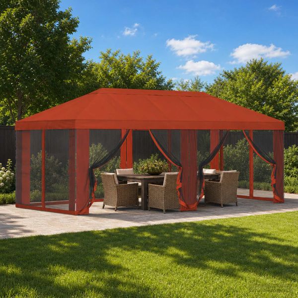 vidaXL Kryt altánku s bočnými stenami 6 x 3 m Tehlová Polyester