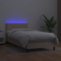 vidaXL Boxspring posteľ matrac a LED kapučínová 90x200 cm umelá koža