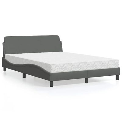 vidaXL Posteľ s matracom Dover tmavosivá 140x200 cm látka