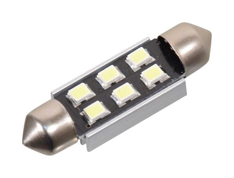 Žiarovka 6 SMD LED 12V suf. SV8.5 38mm s rezistorom CAN-BUS biela