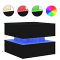 vidaXL Konferenčný stolík s LED svetlami, čierny dub 50x50x40 cm