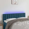 vidaXL Čelo postele s LED tmavomodré 144x5x78/88 cm zamat