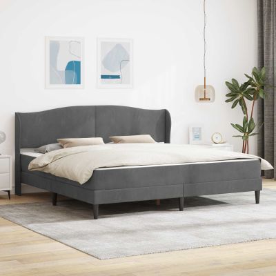 vidaXL Rám postele s čelnou doskou Tmavosivá 180 x 200 cm Zamat