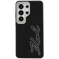 Puzdro Karl Lagerfeld so zrnitou štruktúrou Signature Metal Resin Logo pre Samsung Galaxy S26 Ultra čierne