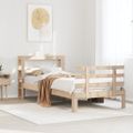 vidaXL Posteľný rám s čelom biely 75x190 cm borovicový masív