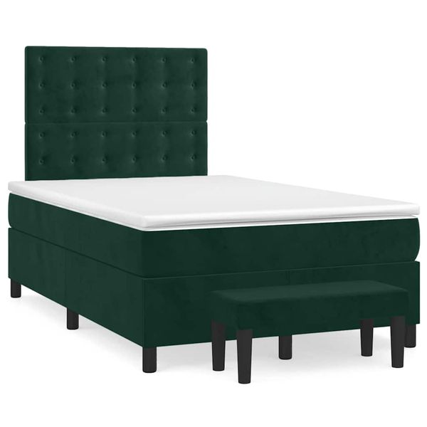 vidaXL Boxspring posteľ s matracom, tmavozelená 120x190cm, zamat