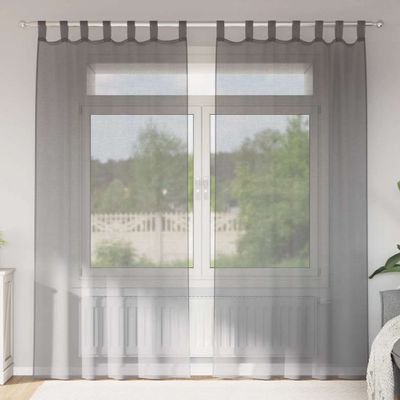 vidaXL voálové závesy s pútkami, 2 ks, tmavosivé, 140x245 cm