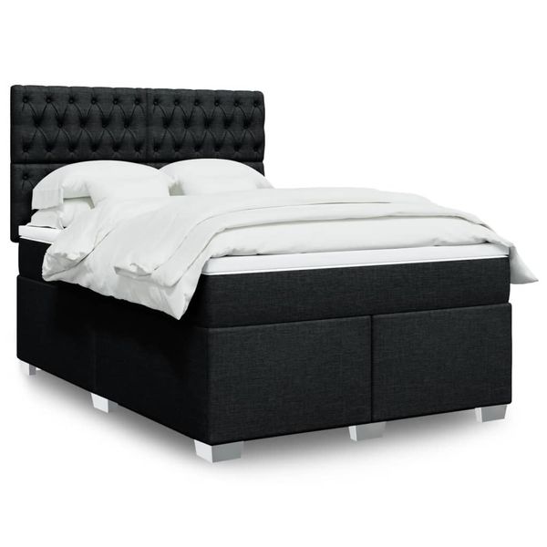 vidaXL Boxspring posteľ s matracom čierny 140x190 cm látka