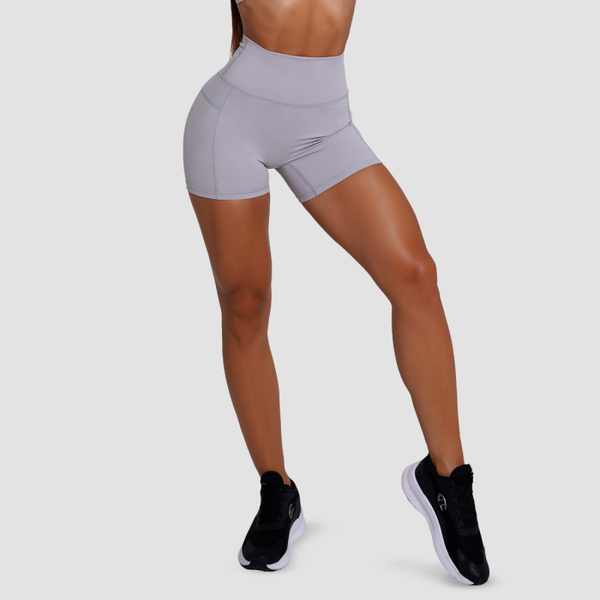 Dámske šortky FIT Mist Grey - GymBeam, veľkosť L, veľkosť oblečenia L