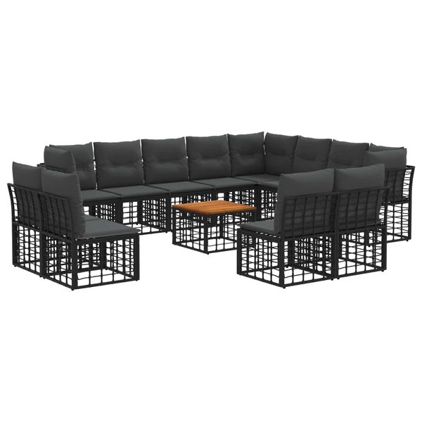 vidaXL Záhradná súprava gaučov 13 pcs Čierna a tmavošedá Polyester