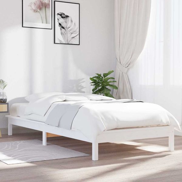 vidaXL Rám postele biely 75x190 cm malé jednolôžko masívna borovica