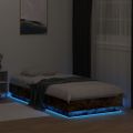 vidaXL Posteľný rám s LED svetlami dymový dub 90x200 cm
