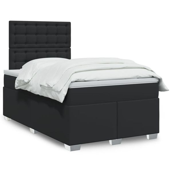 vidaXL Boxspring posteľ s matracom čierna 120x190 cm umelá koža