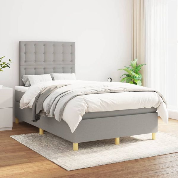 vidaXL Boxspring posteľ s matracom bledosivá 120x200 cm látka