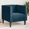 vidaXL Pohovka Chesterfield modrá zamat