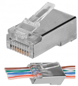 Konektor NEKU FTP CAT6 RJ45 8P8C, tienený, priechodný Konektor NEKU FTP CAT6 RJ45 8P8C, stíněný, průchozí