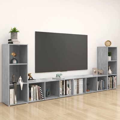 vidaXL TV skrinky 4 ks betónovosivé 107x35x37 cm drevotrieska