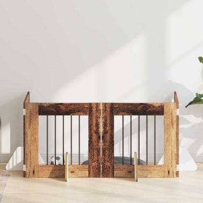 vidaXL Brána pre psov so stojanmi 4 pcs Staré drevo 60 x 60 cm
