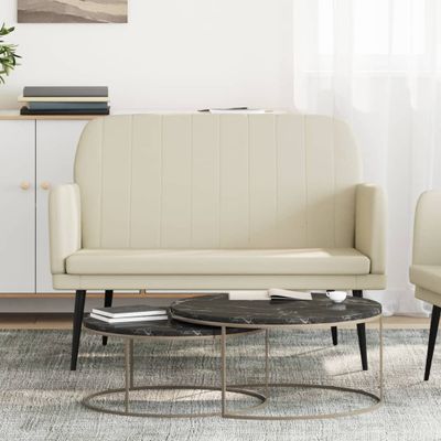 vidaXL Lavička krémová 107x80x81 cm umelá koža