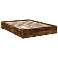 vidaXL Posteľný rám so zásuvkami dymový dub 150x200cm kompozitné drevo