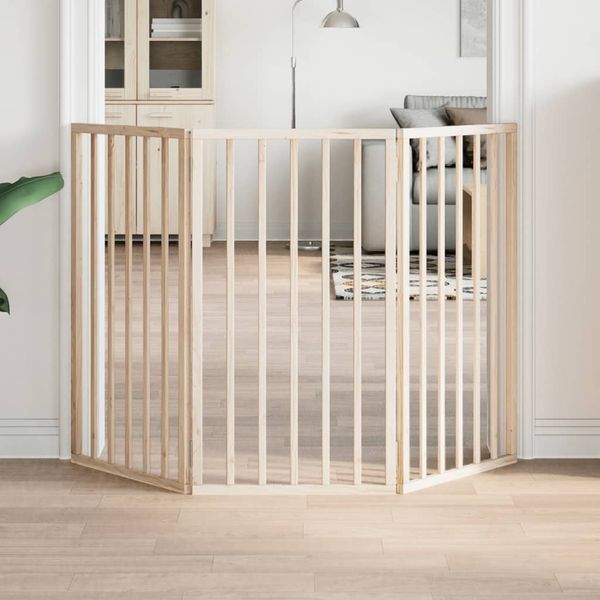 vidaXL Skladacia brána pre psa, 3 panely, 150 cm, topoľové drevo
