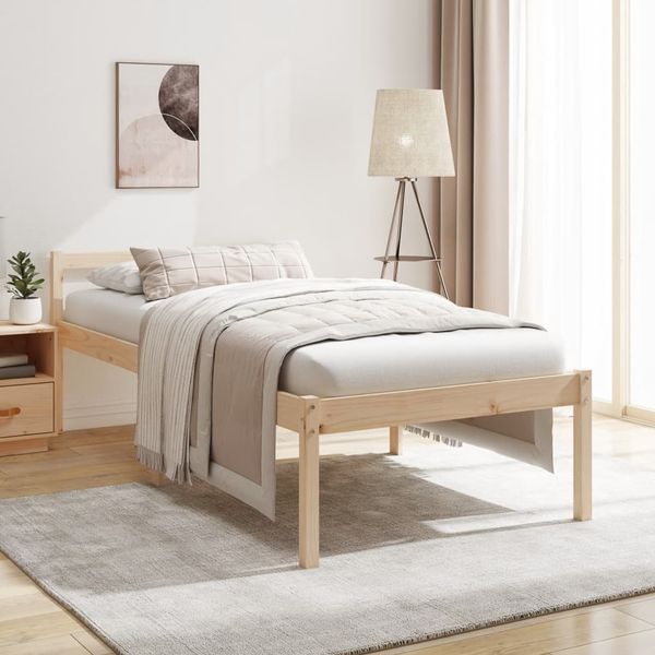 vidaXL Posteľ pre seniorov 75x190cm, malé jednolôžko, borovicový masív