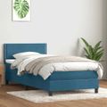 vidaXL Posteľný rám boxsping s matracom tmavomodrý 90x210 cm zamat