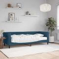 vidaXL Denná posteľ s matracom modrá 80x200 cm zamat