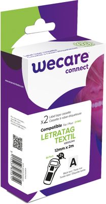 WECARE ARMOR páska 2 ks nažehľovacia kompatibilná s DYMO S0718850, Black/White, 12MM*2M