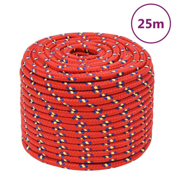 vidaXL Lodné lano červené 14 mm 25 m polypropylén