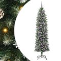 vidaXL Umelý chudý vianočný strom Zelená a biela 240 cm
