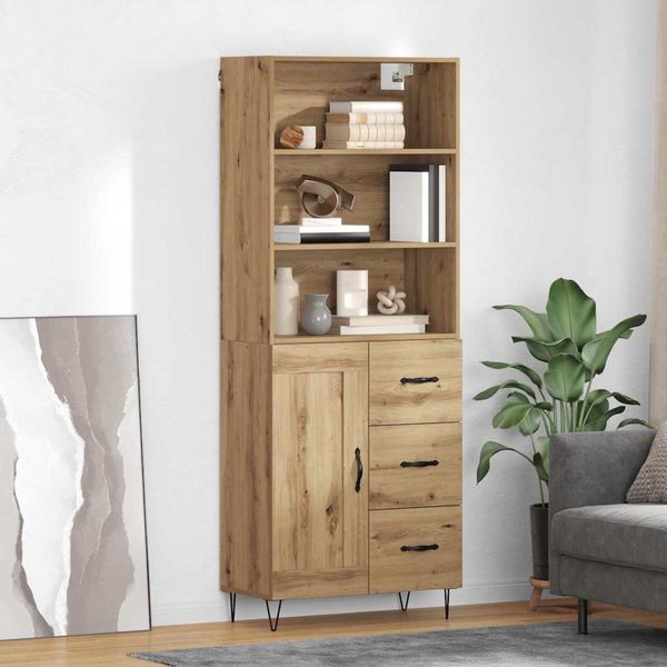 vidaXL Highboard so zásuvkou 2 pcs Remeselný dub Kompozitné drevo